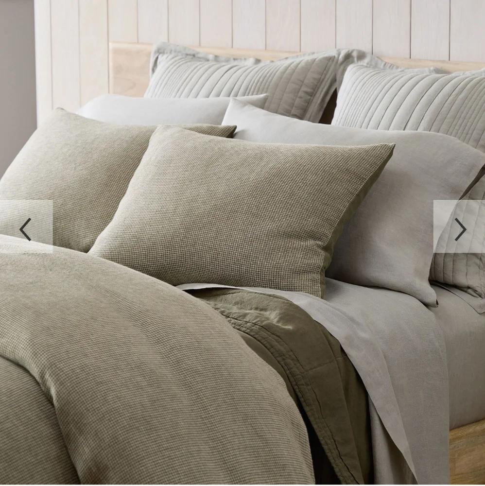 ❤️BUY 2 GET 1 FREE West Elm European Flax Linen Mini Waffle Duvet Cover, King